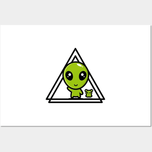 Cute alien logo products Posters and Art